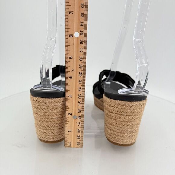 UGG Niyomee Espadrille Wedge Sandal Women's Size 10 Black Suede Leather Slide - Picture 4 of 14